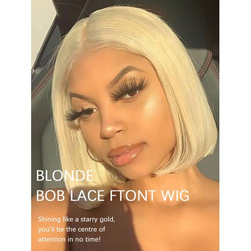 liddywig 613 Blonde Bob Wig Human Hair 13x4 Blonde Lace Front Bob Wigs Human Hair Pre Plucked With Baby Hair 180% Density Glueless Honey Blonde Short Bob Wig For Women 12inch