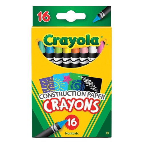 Crayola Construction Paper Crayons (16ct), Kids Crayons, Long-Lasting, Non-Toxic, Vibrant Colors for Kids Arts and Crafts, Ages 3+