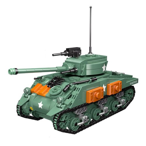 BDYDT M4 Sherman Medium Tank Model Building Blocks Set（740PCS）-WW2 Military Historical Collection Model. Military Armoured Tank,Toys Gifts for Kid and Adult
