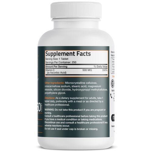 Bronson Vitamin C 500 MG Supports a Healthy Immune System & Antioxidant Protection, Non-GMO, 250 Vegetarian Tablets