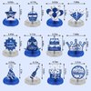 12 Pcs Happy Birthday Decorations for Men Blue Silver Honeycomb Centerpieces Party Supplies Paper Centerpiece Table Decorations Royal Table Centerpieces for Boys, Kids Party
