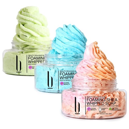 BEAUTY OPULENCE GLAM Unicorn Whipped Soap Foaming Shea Soap Shave Butter Natural Body Wash Skin Care Gift Set of 3 Yoni Soap Whipped Shaving Cream Shower and Shave