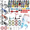 Charniol 57 Pcs Mini Finger Toy Set, Finger Skateboards, Finger Bikes, Finger Scooter, Finger Tops, Finger Pants, Finger Shoes, Finger Knee Pads, Mini Bike Wheels Tools for Christmas Party Gift