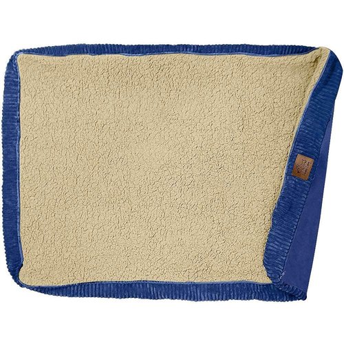 Floppy Dawg Medium Dog Bed Replacement Cover. Removable and Machine Washable Cover for Mattress and Rectangular Pillow Beds. 30L x 19W. Blue with Beige Top.