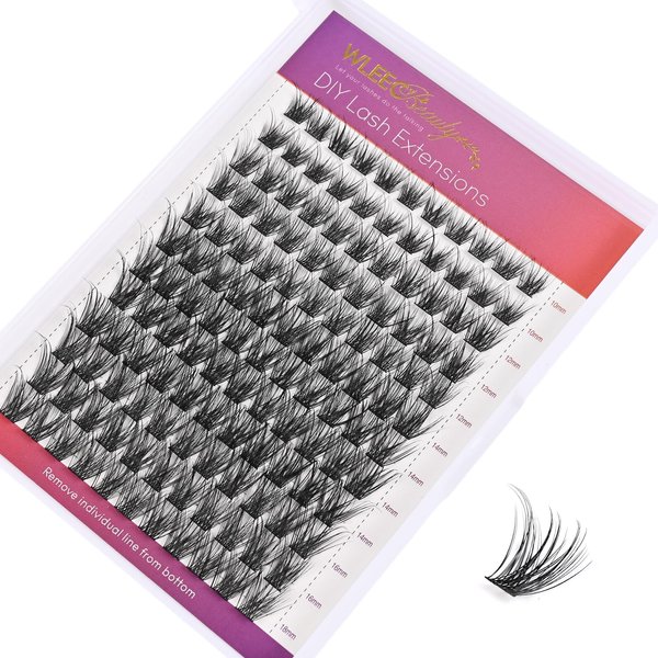 Wleec Beauty Eyelash Clusters Natural - Easy DIY Lash Extensions at Home - 132PCS Individual Lashes Cluster Eyelash Extensions, D Curl Lash Clusters Wispy (LC07, Mix 10-18mm)
