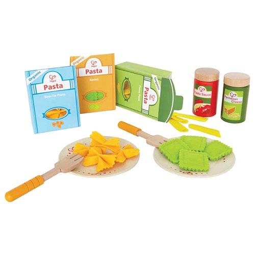 Hape Pasta Wooden Play Kitchen Food Set with Accessories| 33 PCs Interactive Pretend Play Kitchen Sets for Toddlers