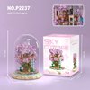Insgen Cherry Blossom Bonsai Tree House Building Flowers Set for Adults, 1382 Pcs Micro-Particle Ideas Sakura Tree Building Blocks, Complete with String Lights, Dust Cover, and Wooden Base