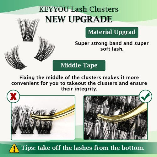 Lash Clusters 96pcs Individual Lashes D Curl 16mm Eyelash Clusters KEYYOU Volume Wispy Lash Extension Soft&Comfortable Easy DIY at Home(Y19,D-16mm)