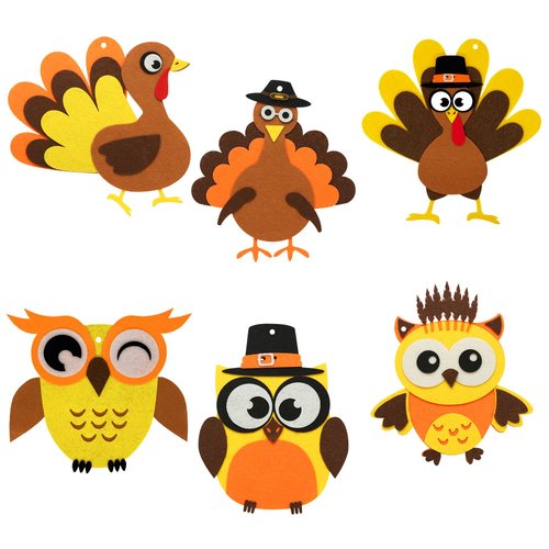 M1NTP1US + 12PCS Thanksgiving Turkey Owl Craft Kit – Turkey Day Fall Crafts Gifts Classroom Activity Party Favors Supplies