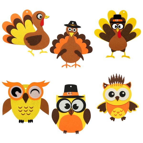 M1NTP1US + 12PCS Thanksgiving Turkey Owl Craft Kit – Turkey Day Fall Crafts Gifts Classroom Activity Party Favors Supplies