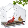 Jarkyfine Window Bird Feeder with Strong Suction Cups - Clear Window Bird Feeders for Viewing, Transparent Acrylic Bird Feeder for Window, No Assembly Required, Gifts for Mom Grandma Bird Lovers