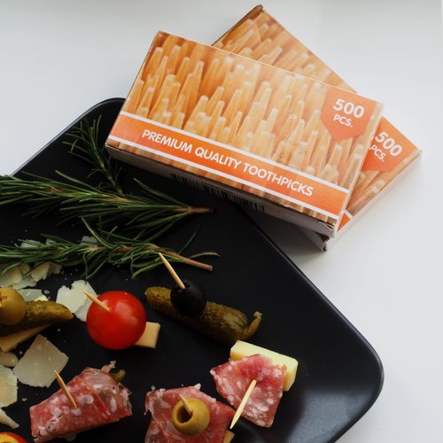 1000 Pieces Premium Bamboo Wooden Toothpicks - For Personal Hygiene, Disposable Appetizer Skewers, Cocktail Sticks or Arts & Crafts - by Mobi Lock