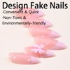 24Pcs French Press on Nails Almond Fake Nails Cute Pink False Nails with Bow Pearl Design Pink French Tip Acrylic Nails Luxury Glue on Nails Full Cover Artificial Nails for Women Manicure Accessories