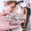 Yheakne Crystal Wedding Hair Comb Silver Rhinestone Hair Comb Barrette Bling Bridal Hair Clips Headpieces Decorative Head Comb Headwear Cz Crystal Hair Piece Sparkle Bride Hair Accessories for Women and Girls
