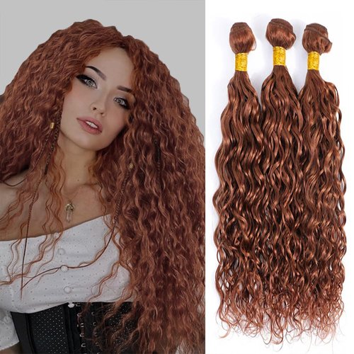 Light Brown Bundles Color 30 Bundles Human Hair Brown Water Wave Bundles 20 22 24 inch Silky and Soft Brazilian Virgin Remy Hair Extensions 3 Bundles For Black Women