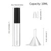 GTHER 10PCS 10ML Empty Lip Gloss Containers Tube with Wand, Refillable Lip Balm Bottles, Lipstick Sample Container and Funnel and Rubber Stoppers for Girls DIY Lip Samples, Black Top