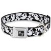 Dog Collar Seatbelt Buckle Ghosts Scattered Black White 18 to 32 Inches 1.5 Inch Wide