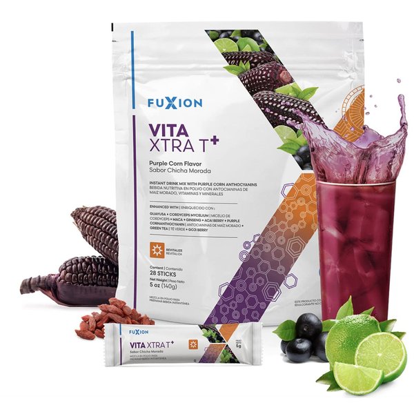 FuXion Health Care for Bodybuilding-Fuxion Vita Xtra T, Natural Occurred Caffeine Energy Drink, All Natural Herbs&Fruits for Natural Energy (Vita Xtra T, 28 Sticks)