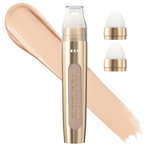 FOCALLURE FIX CORRECTOR Concealer Stick, with 2 Replaceable Sponge Applicator, Full Coverage Concealer Makeup, Color Corrector for Dark Circles, Transfer Resistant, PK03 DONUT