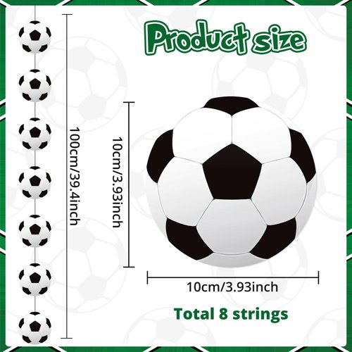 Faccito 8 Pcs Sports Party Banners Sports Theme Party Hanging Decorations Sports Paper Garland for Boys Kids Teens Sports Birthday Party Baby Shower Home Classroom Supplies Decor (Soccer)