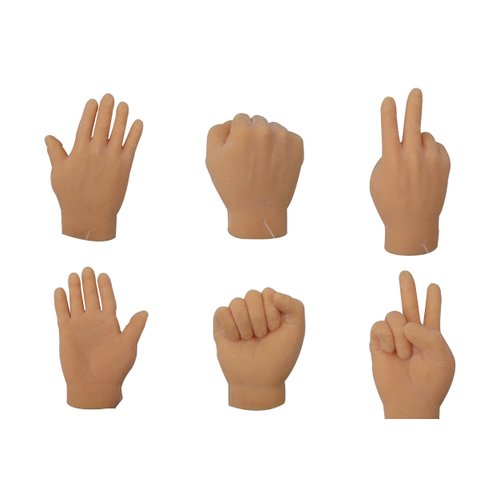 Finger-Hands Rock Paper Scissors Game Set of 6 Hands 2 of Each Tiny-Finger-Hand Realistic Feeling Soft Finger Puppets-Mini-Gag-Gift Stocking-Stuffer Really-Weird-Stuff