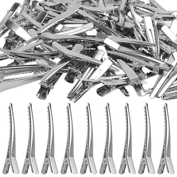 Alligator Hair Barrette, 100pcs 6cm Alligator Hair Clips with Teeth Hair Bow Clips Hairdressing Salon Hair Grip for Women and Girls