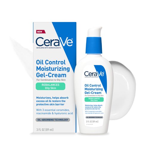 CeraVe Oil Control Moisturizing Gel-Cream | Face Moisturizer for Oily Skin | Niacinamide, Hyaluronic Acid & Oil Absorbing Technology To Rebalance Oily Skin | Non-Comedogenic, Fragrance Free & Oil Free