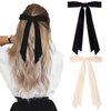 2PCS Velvet Hair Bows Ribbon Hair Clip Black Beige Accessories Ponytail Holder Accessories Slides Metal Clips Hair Bow for Women Girls Toddlers Teens Kids
