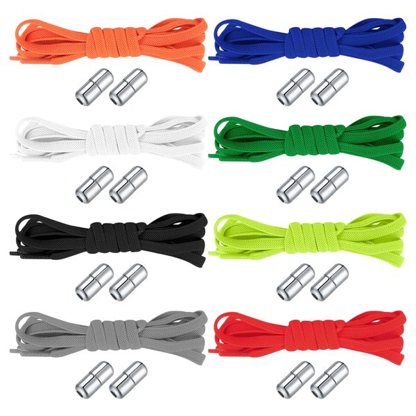 HexinYigjly 8 Pairs No Tie Shoe Laces, Elastic Shoe Laces Tieless, Shoelace Replacement Shoe Laces No Tie with Metal Capsule Lock Shoelaces for Kids Adults Elderly Sneakers