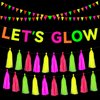 Qpout Neon Glow Party Supplies Includes Let's Glow Banner Neon Paper Tassels and Neon Triangle Banner Flags Glow in The Dark Party Supplies for Birthday Halloween Party Decorations