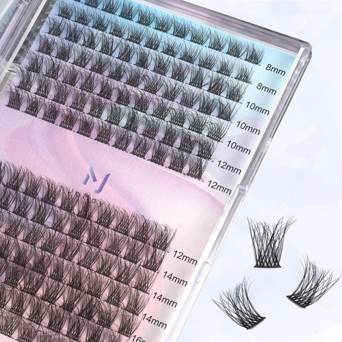 Lash Clusters 154PCS JoMay D Curl 8-16MIX 3D Effect Eyelash Clusters DIY Clusters Lashes Fluffy Individual Lashes Beginner-friendly Long Lasting Lashes Wispy DIY at Home(F01,8-16MIX)