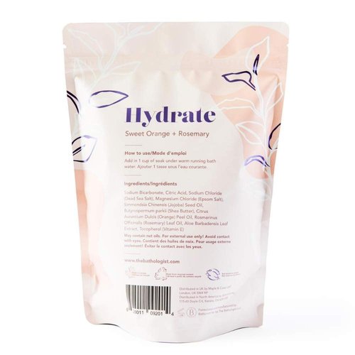 The Bathologist Hydrate Sweet Orange + Rosemary Vegan, All Natural, Fizzy Bath Soak 2lb Bag (Good for 10+ Baths)