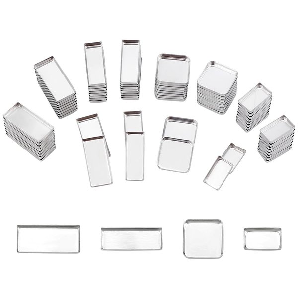 PH PandaHall 80pcs Empty Metal Pans 4 Size Aluminum Empty Eyeshadow Pans Rectangle Palette Pans DIY Blush Lipstick Palette for Makeup Cosmetic 0.7~1x0.3~0.7 Inch
