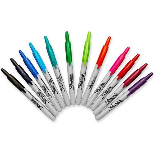 Sharpie 32707 Retractable Permanent Markers, Fine Point, Assorted Colors, 12 Count - 1