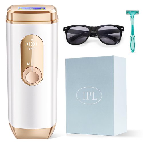 Laser Hair Removal for Women and Men, IPL Laser Hair Removal Device Safe at-Home use for Nearly Painless for Facial Legs Arms Whole Body Use(White)