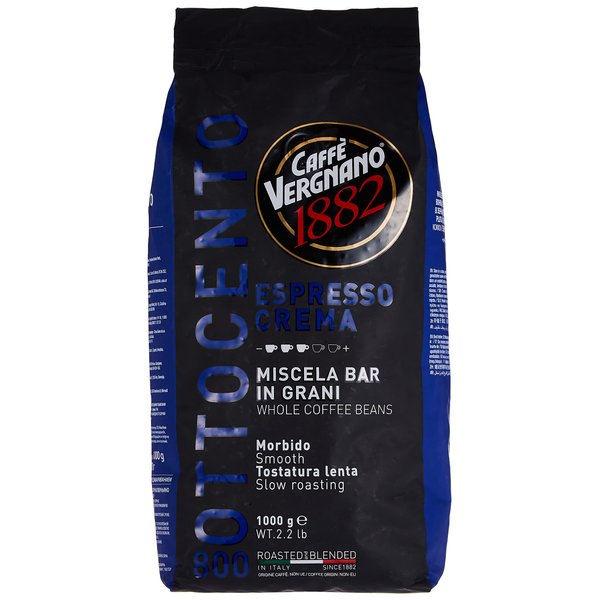 Caffe Vergnano Espresso Roast "Crema 800 Blend" Whole Bean Coffee | 2.2 Lb Bag (1 kilo) | Imported from Italy