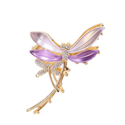 Metal Hair Claw Clips, Dragonfly Lotus Purple Shiny Rhinestone Nonslip Hair Jaw Clips Hair Catch Barrette Clamp Hair Accessories for Women Girls