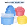 Denture Bath Box Cup, Complete Clean Care for Dentures, Clear Braces, Mouth Guard, Night Guard & Retainers,Traveling (Blue & White)