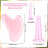 4 Pieces Facial Cupping Chinese Silicone Massage Cup Vacuum Suction Cupping Cup Guasha Tool, 2 Pcs Gua Sha Massage Tool Facial Tool Heart Shape Guasha Scraping Board for Face Eyes Neck Back (Pink)