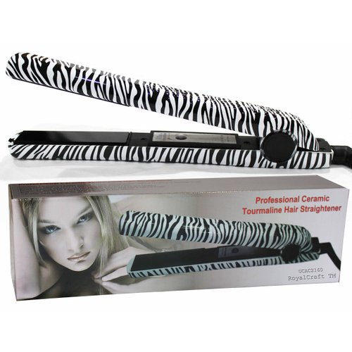 RoyalCraft Luxury Wild Collection - Professional Ceramic Tourmaline Flat Iron Hair Straightener in Classic Zebra Style
