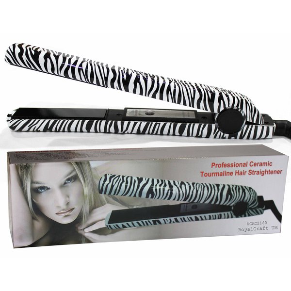 RoyalCraft Luxury Wild Collection - Professional Ceramic Tourmaline Flat Iron Hair Straightener in Classic Zebra Style