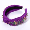 NVENF Mardi Gras Headbands for Women Crown Mask Headband Green Purple Yellow Rhinestone Jeweled Knotted Headband Mardi Gras Accessories Carnival Oufits Party Favors Gift (MARDI GRAS A - Purple)