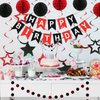 meowtastic Birthday Decorations, Happy Birthday Banner with Honeycomb Balls, Star Hanging Swirl Streamers, Circle Dots Garland, Happy Birthday Party Decorations for Women Men Boys Girls (Red & Black)