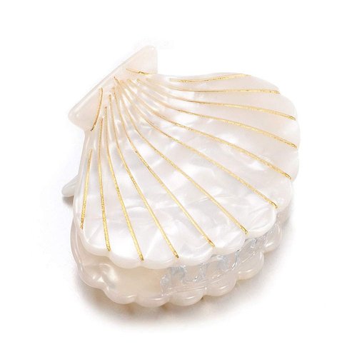 Shell Jaw Clip Hair Claw Clip Clamps Resin Hair Clips Marble Pattern Hairpins Hair Accessories for women Styling Hairdressing (White)