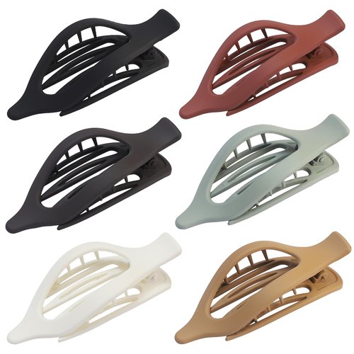CHANDAT Flat Hair Clips 6 pcs Lay Down Claw Clips French Concord Hair Clips for Thick Hair Alligator Hair Clips for Thin Hair Duck Bill Hair Barrettes Hair Accessories for Women - Basic