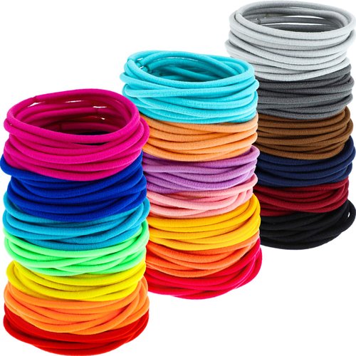 TecUnite 200 Pieces No Metal Hair Elastics Bulk Rubber Bands Hair Ties Ponytail Holders Hair Bands for Women (Multicolor)