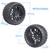 Hobbypark (4-Pack) 1/10 Scale Off Road Buggy Tires & Wheel Rims Set Front and Rear 12mm Hex Hubs with Foam Inserts for RC Hobby Car