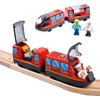 Giant bean Battery Operated Action Locomotive Magnetic Train Set for Wooden Train Tracks, Powerful Engine Compatible with Thomas, Brio, Chuggington Wood Train Track Toys for Kids 3+