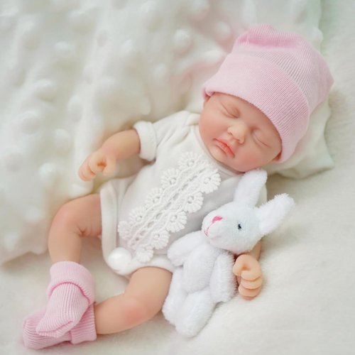Mire & Mire Reborn Baby Dolls 7 Inch Silicone Doll Mini Realistic Newborn Baby Dolls Silicone Full Body Stress Relief Hand Made（B）