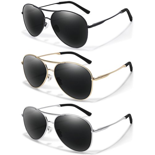 BOTPOV Aviator Sunglasses for Men Women Polarized UV400 Protection Mirrored Lens Metal Frame with Spring Hinges